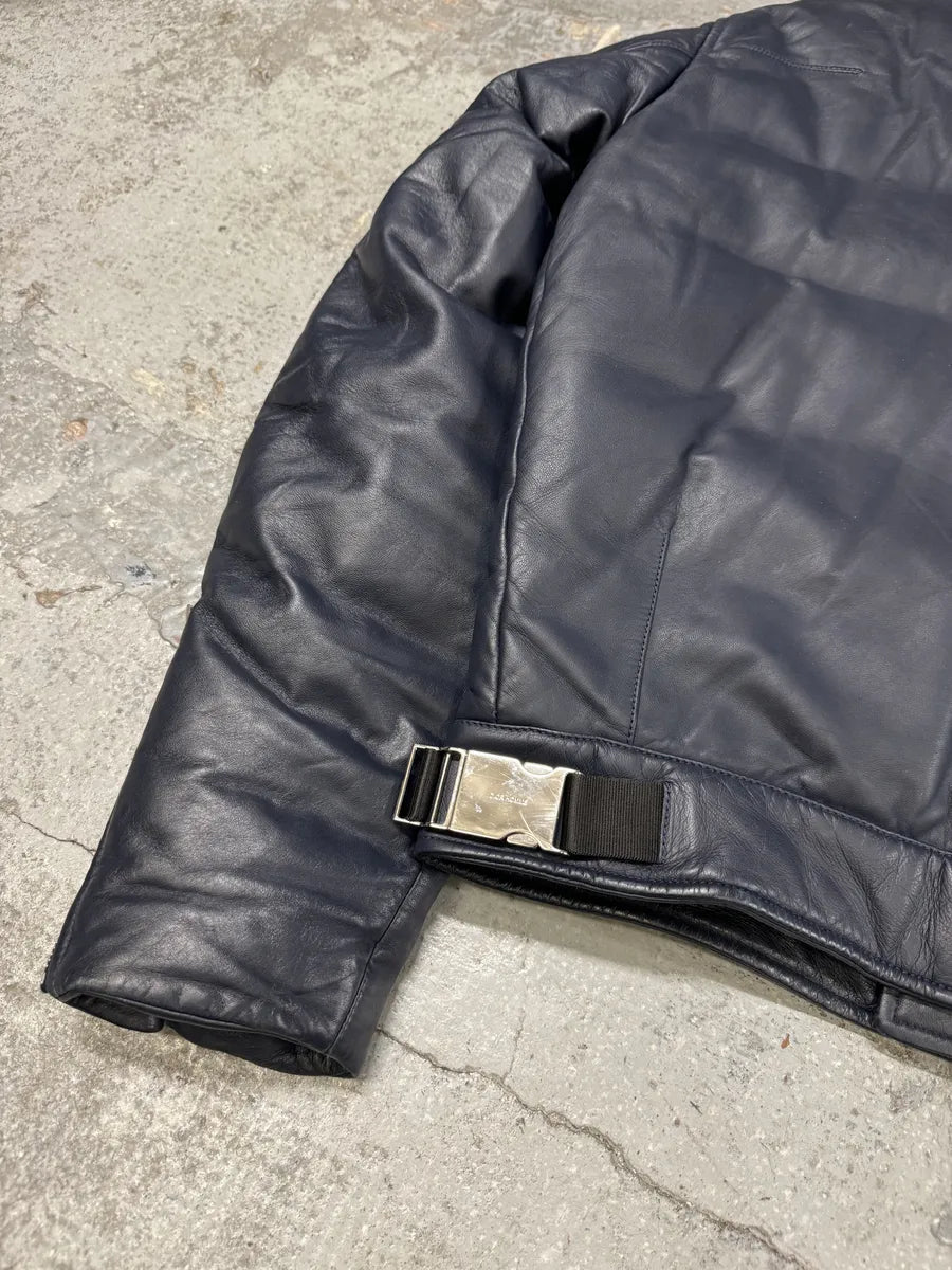 FW2013 Dior Navy Asymmetrical Lambskin Leather Bomber Jacket by Kris Van Assche IocPhZe 8