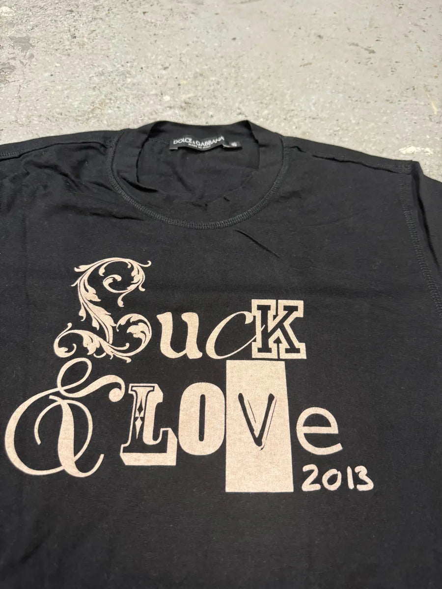 FW2013 Dolce & Gabbana Fuck Love Black T-Shirt TOfyHvs 4