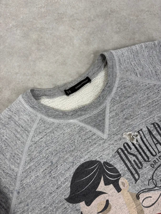 FW2013 Dsquared2 Grey Distressed Boxing Sweater bflCWiy 4