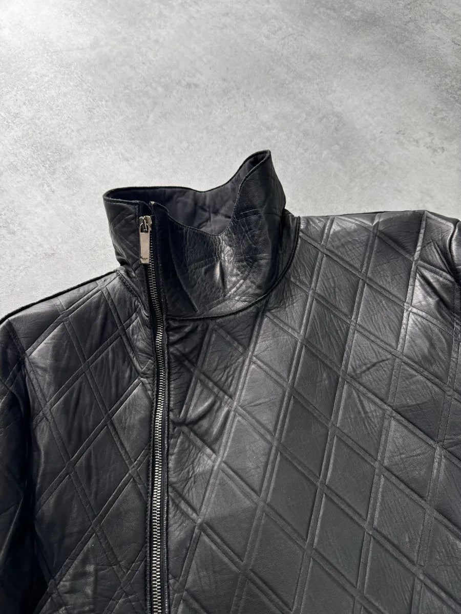 FW2013 Emporio Armani Asymmetrical Losange Leather Jacket (M) YULqboK 6