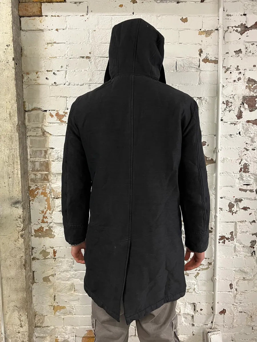 FW2013 Emporio Armani Black Faux Fur Hooded Long Jacket VAkLKPP 2