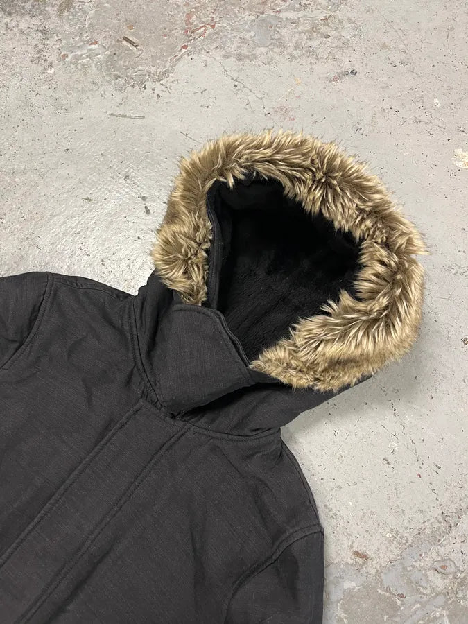 FW2013 Emporio Armani Black Faux Fur Hooded Long Jacket VAkLKPP 4