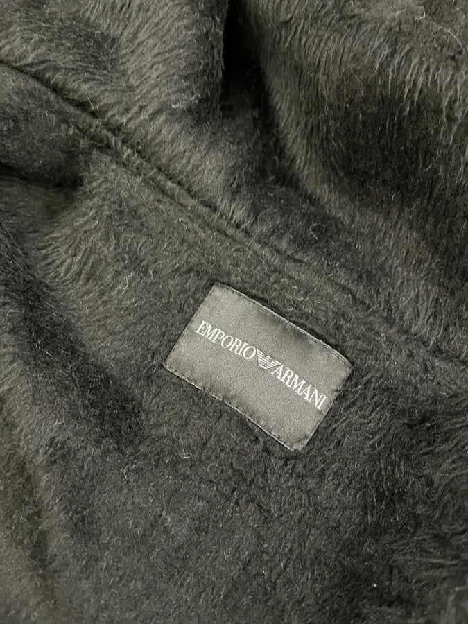 FW2013 Emporio Armani Black Faux Fur Hooded Long Jacket VAkLKPP 8