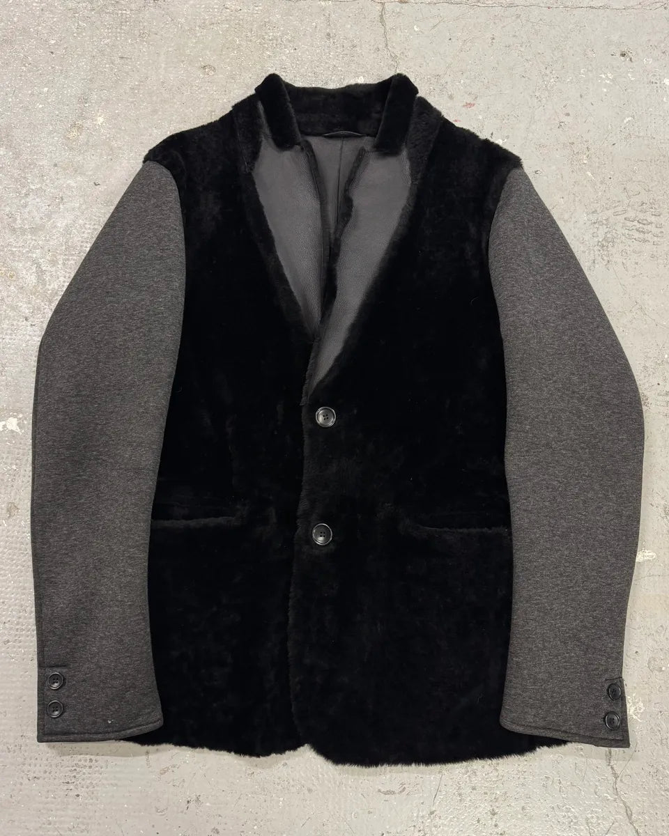 FW2013 Emporio Armani Black Sherling Wool Sleeves Jacket vGSZODv 0