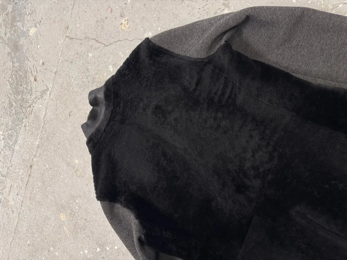 FW2013 Emporio Armani Black Sherling Wool Sleeves Jacket (L) 4