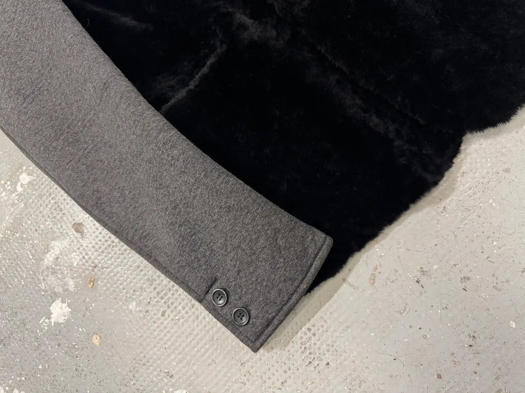 FW2013 Emporio Armani Black Sherling Wool Sleeves Jacket (L) 6