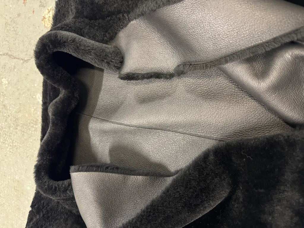 FW2013 Emporio Armani Black Sherling Wool Sleeves Jacket (L) 7