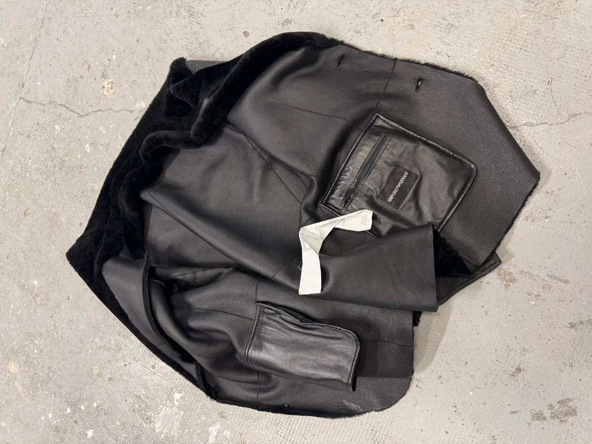 FW2013 Emporio Armani Black Sherling Wool Sleeves Jacket (L) 9