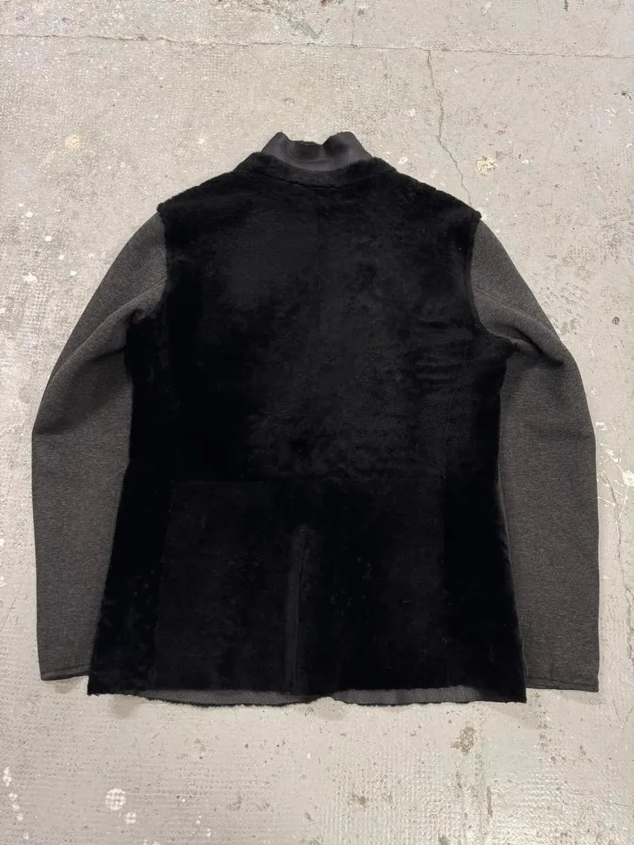 FW2013 Emporio Armani Black Sherling Wool Sleeves Jacket vGSZODv 3