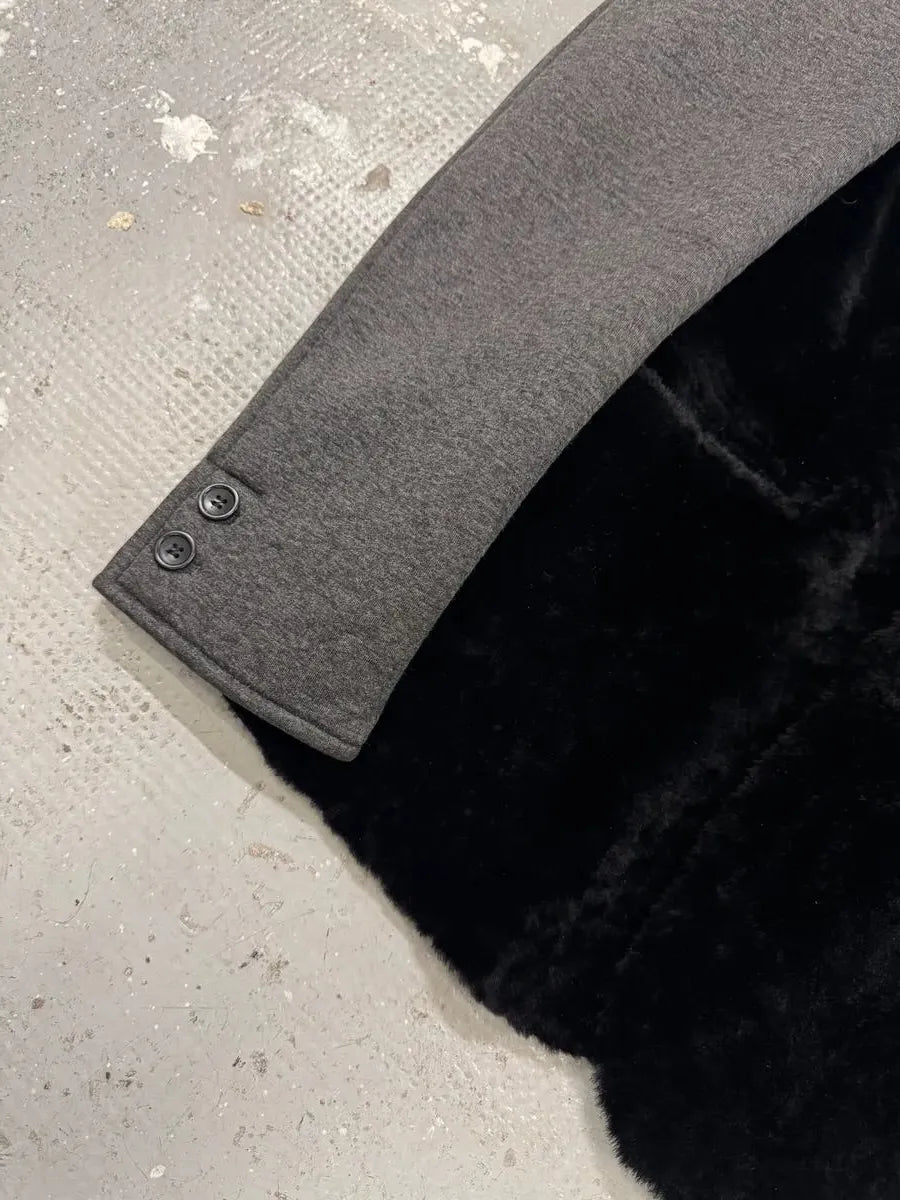FW2013 Emporio Armani Black Sherling Wool Sleeves Jacket vGSZODv 6
