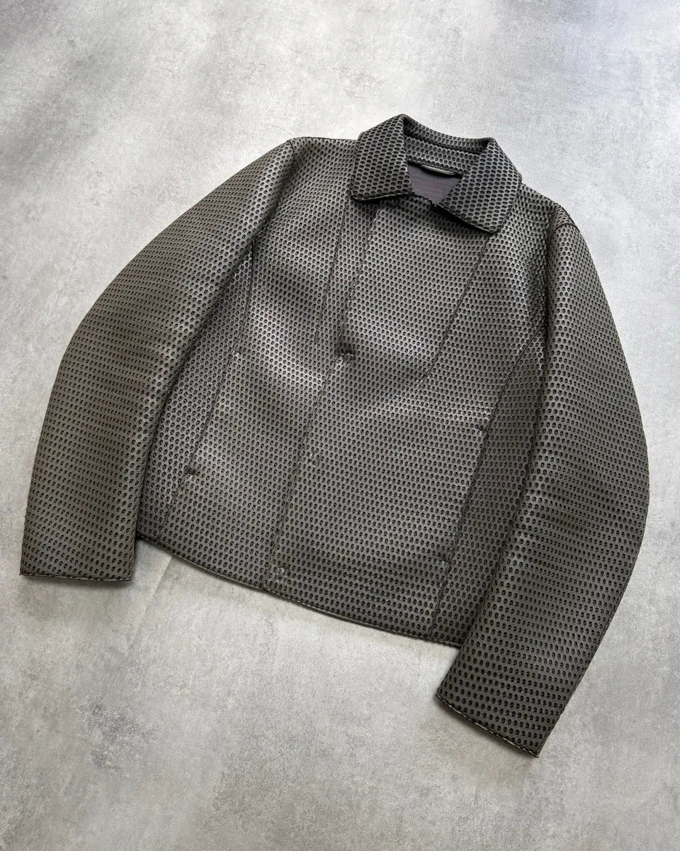 FW2013 Emporio Armani Holes Imperial Leather Jacket jSUmFVT 2