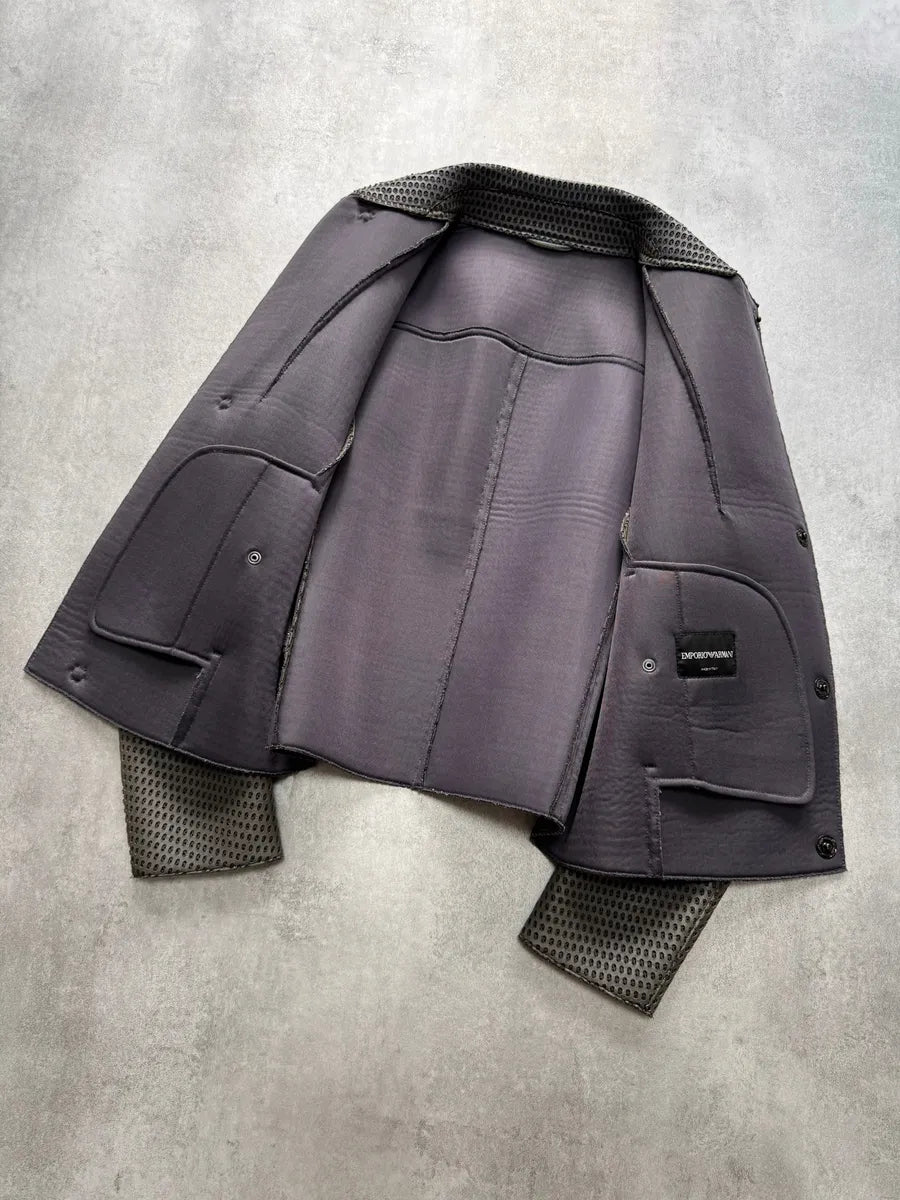 FW2013 Emporio Armani Holes Imperial Leather Jacket jSUmFVT 4