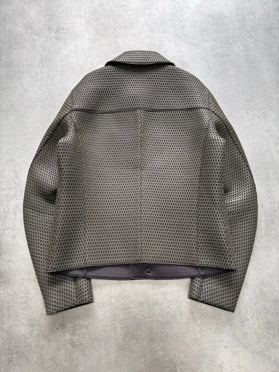 FW2013 Emporio Armani Holes Imperial Leather Jacket jSUmFVT 6