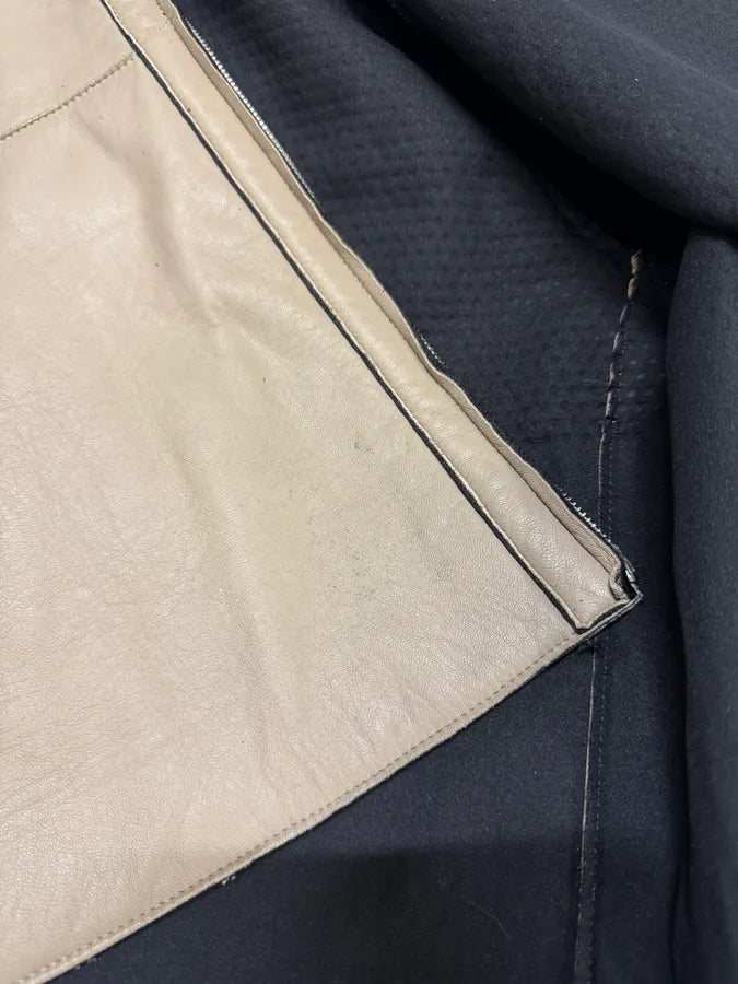 FW2013 Emporio Armani Hooded Beige Grey Leather Jacket (M) XPnVqKV 8