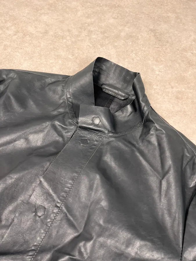 FW2013 Emporio Armani Pure Grey Leather Jacket qGiMXJD 4