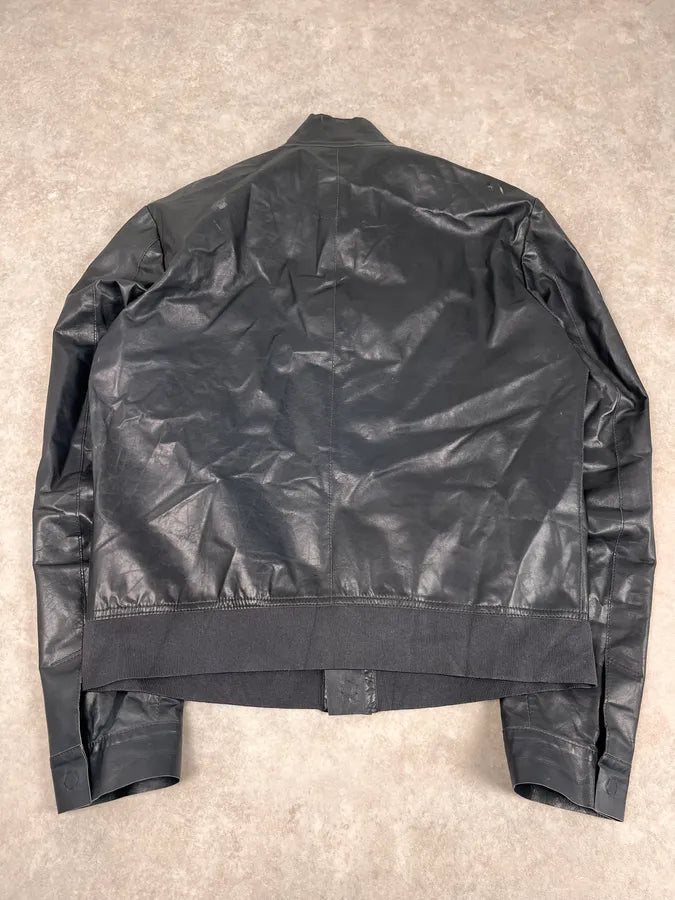 FW2013 Emporio Armani Pure Grey Leather Jacket qGiMXJD 6