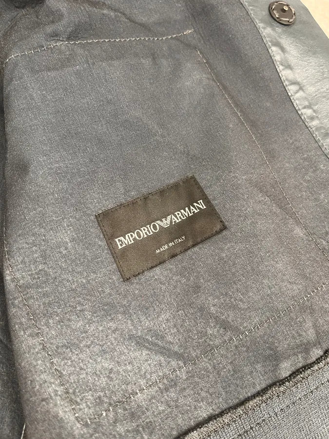 FW2013 Emporio Armani Pure Grey Leather Jacket qGiMXJD 9