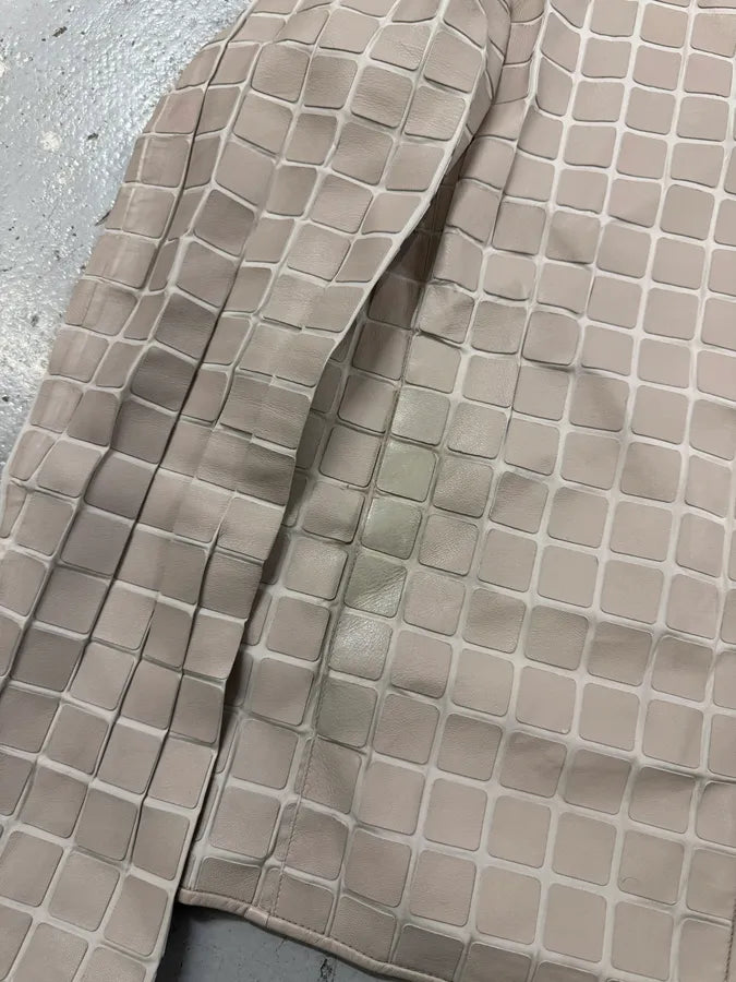 SS2014 Emporio Armani Square Beige Leather Bomber Jacket vAhGjnT 4