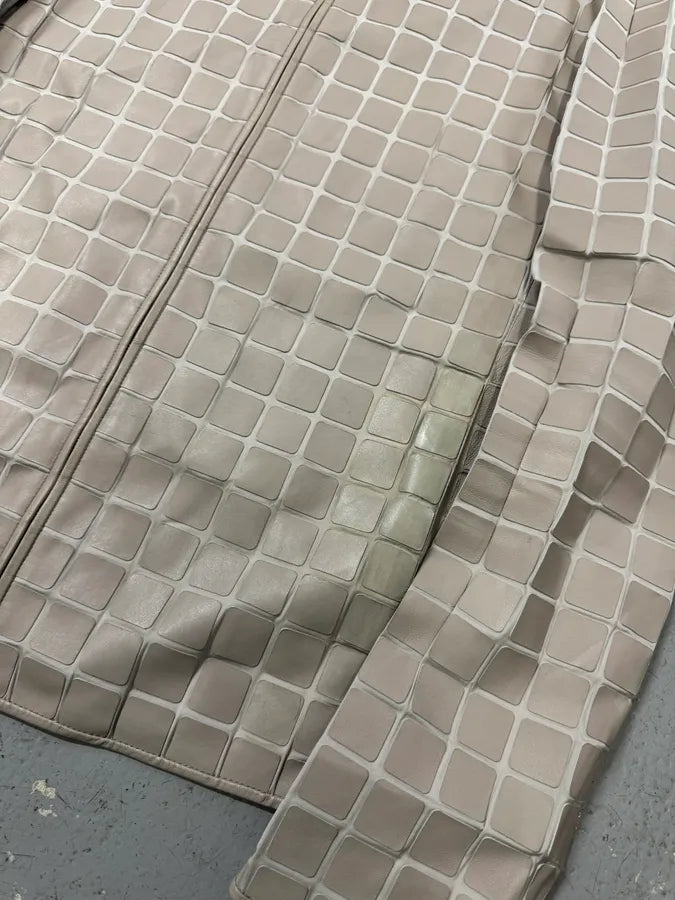 SS2014 Emporio Armani Square Beige Leather Bomber Jacket vAhGjnT 6