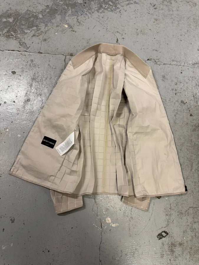 SS2014 Emporio Armani Square Beige Leather Bomber Jacket vAhGjnT 8