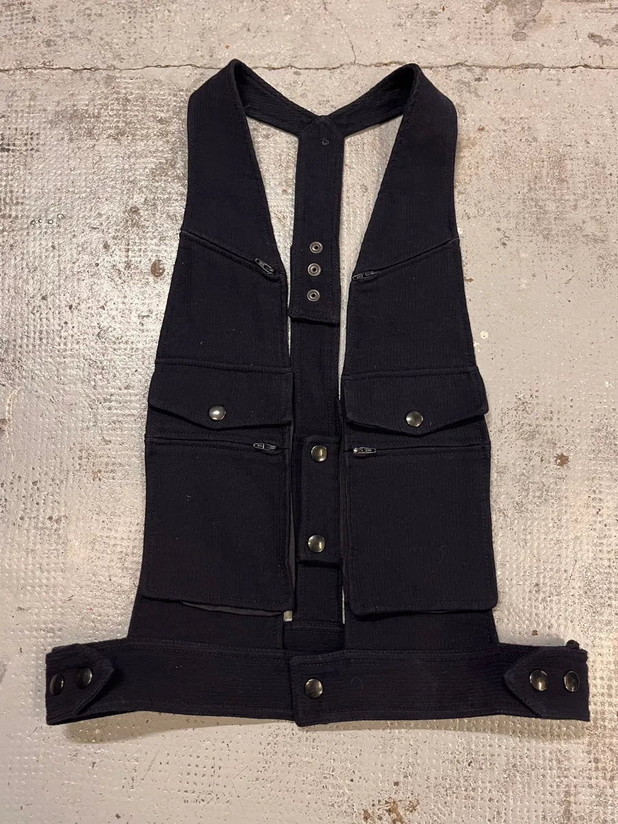 FW2013 Maison Margiela Navy Corduroy Cargo Tactical Vest  CMksXGV 0