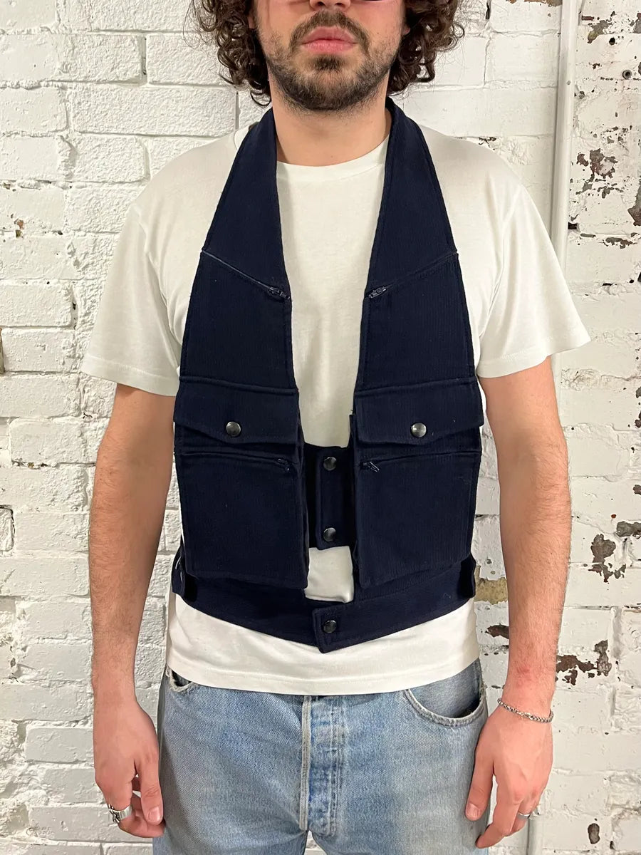 FW2013 Maison Margiela Navy Corduroy Cargo Tactical Vest  CMksXGV 1