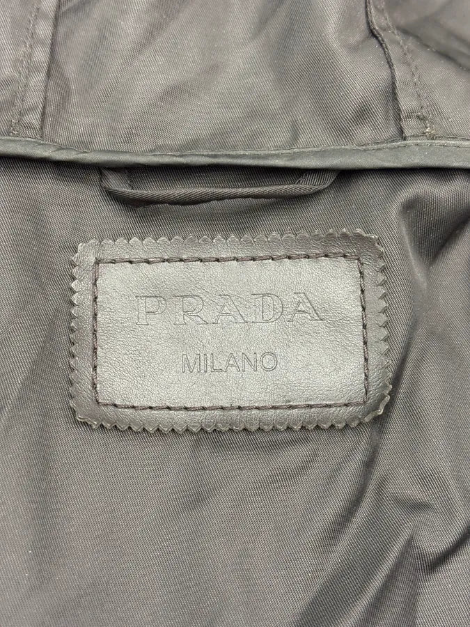 FW2013 Prada Black Nylon & Leather Windbreaker Jacket ZQXzevY 9