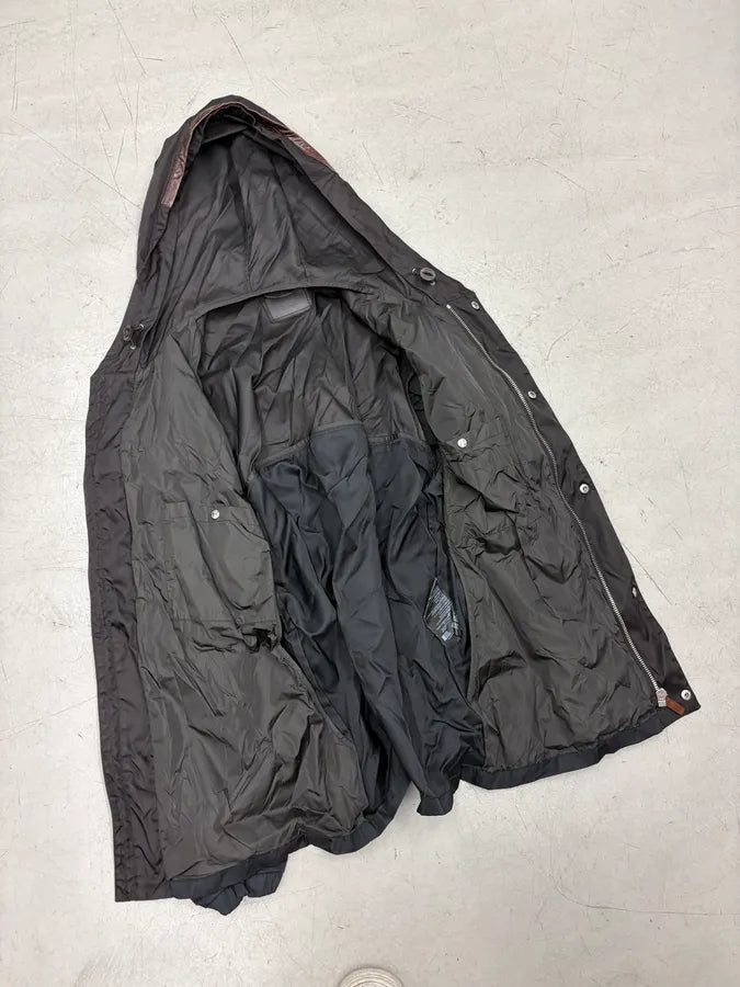 FW2013 Prada Black Nylon & Leather Windbreaker Jacket ZQXzevY 6