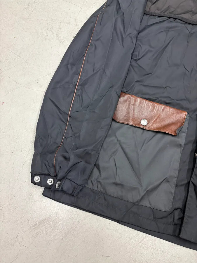FW2013 Prada Black Nylon & Leather Windbreaker Jacket ZQXzevY 7