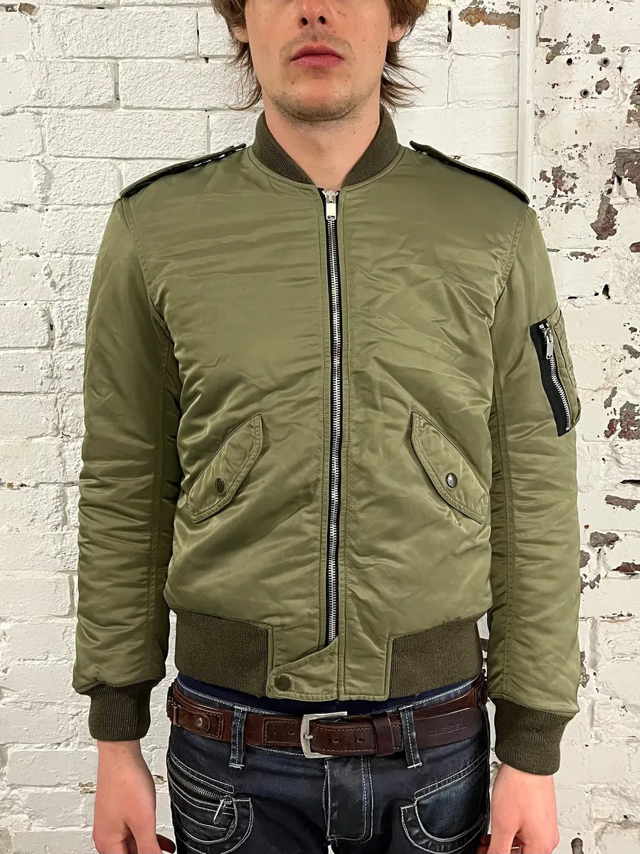FW2013 Saint Laurent Khaki Nylon Cargo Bomber Jacket NlJPeVb 1