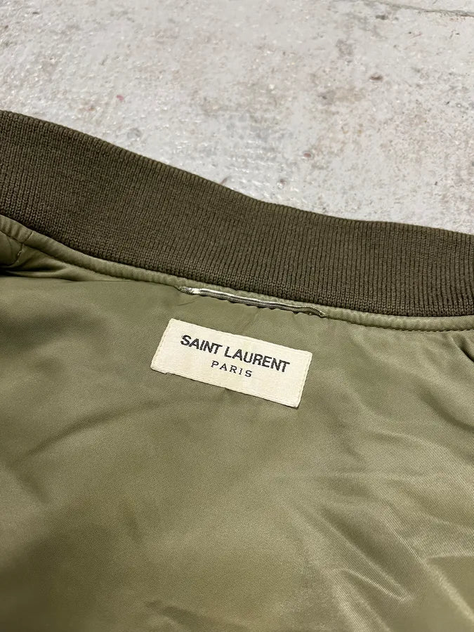FW2013 Saint Laurent Khaki Nylon Cargo Bomber Jacket NlJPeVb 10