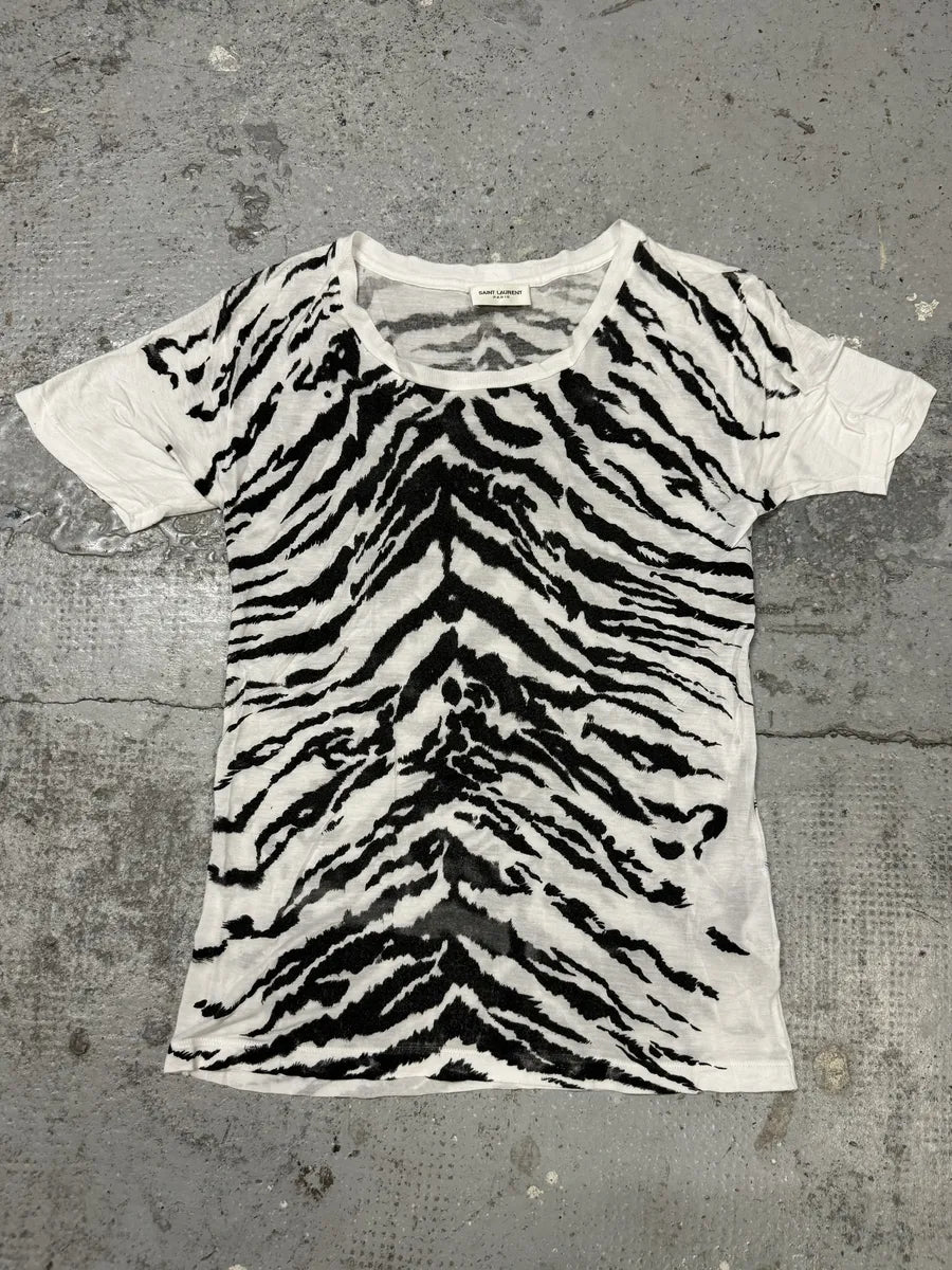 FW2013 Saint Laurent Zebra White T-Shirt KFhmHwK 0