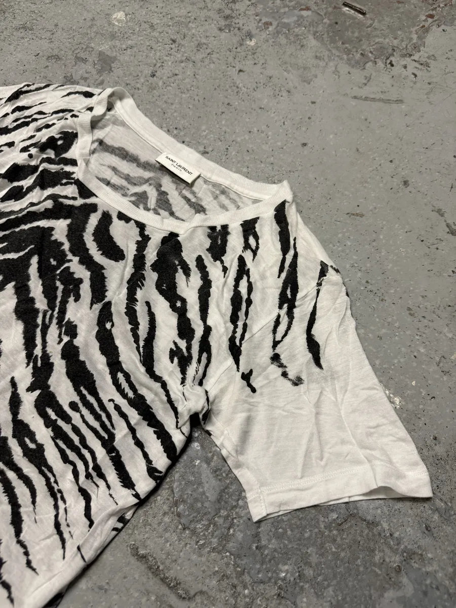 FW2013 Saint Laurent Zebra White T-Shirt KFhmHwK 5