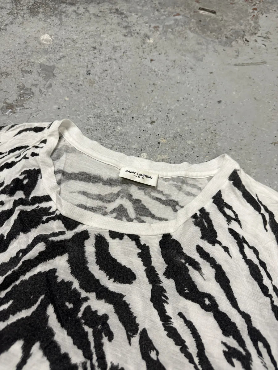FW2013 Saint Laurent Zebra White T-Shirt KFhmHwK 7