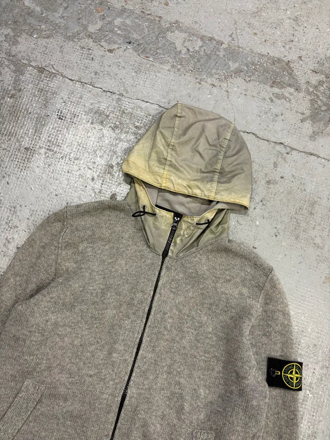 FW2013 Stone Island Grey Wool Compass Patch Zip-up Hoodie ZFRliyd 3