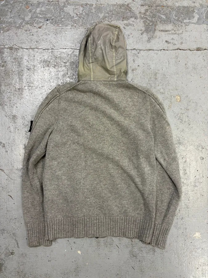 FW2013 Stone Island Grey Wool Compass Patch Zip-up Hoodie ZFRliyd 4