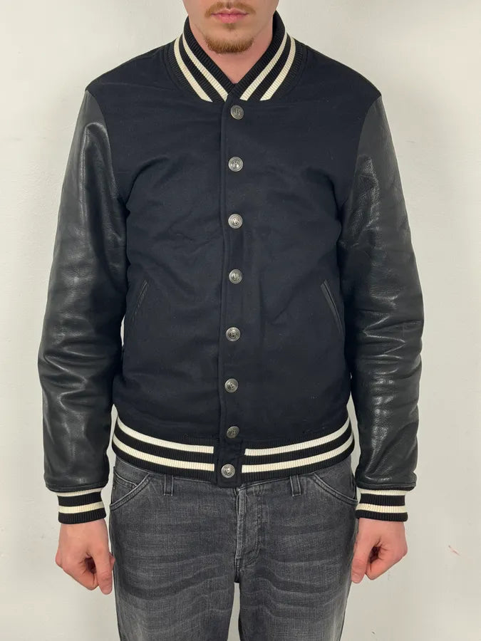 FW2014 Pierre Balmain Black Leather Studded Bomber Jacket BttVEkW 2