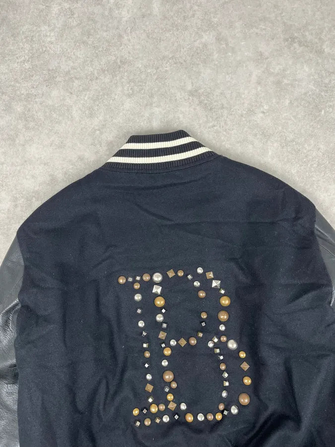 FW2014 Pierre Balmain Black Leather Studded Bomber Jacket BttVEkW 6