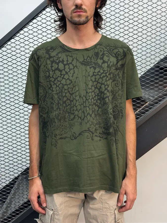 FW2014 Balmain Olive Jungle Abstract Floral T-Shirt wiMnEZa 1