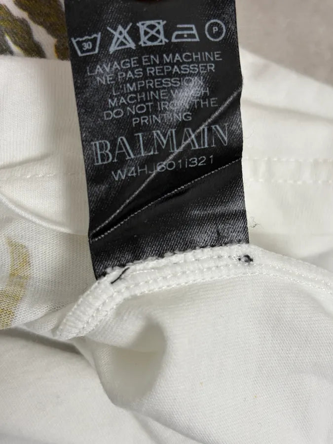FW2014 Balmain White Eagle Blazon T-Shirt IowpGoI 8