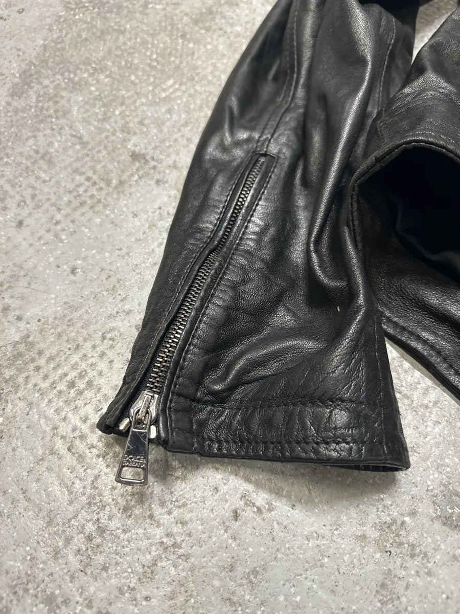 FW2014 Dolce & Gabbana Black Minimalist Biker Leather Jacket (M) 3