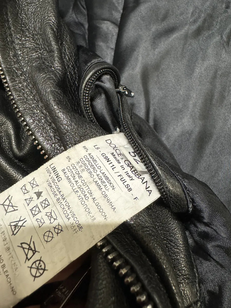 FW2014 Dolce & Gabbana Black Minimalist Biker Leather Jacket (M) 6