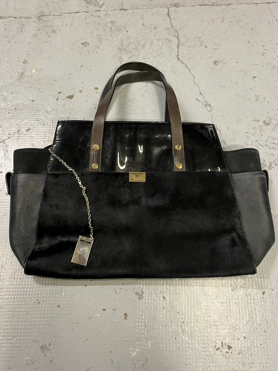 FW2014 Dsquared2 Pony Hair Black Leather Bag HxMumSG 0