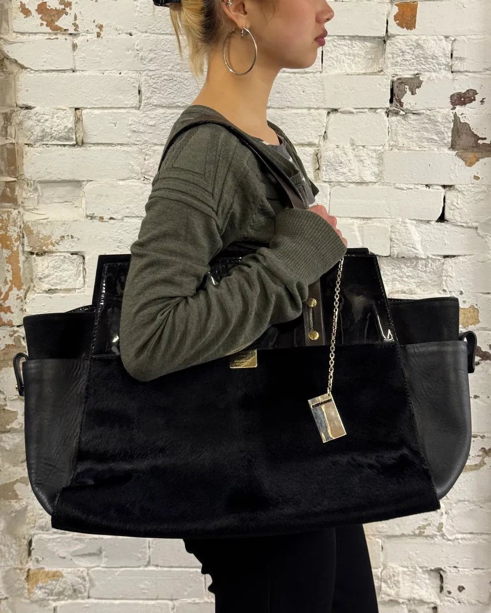 FW2014 Dsquared2 Pony Hair Black Leather Bag HxMumSG 2