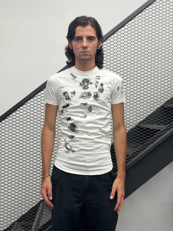 FW2014 Dsquared2 White Objects Graphic Print T-Shirt fjDzjAl 1