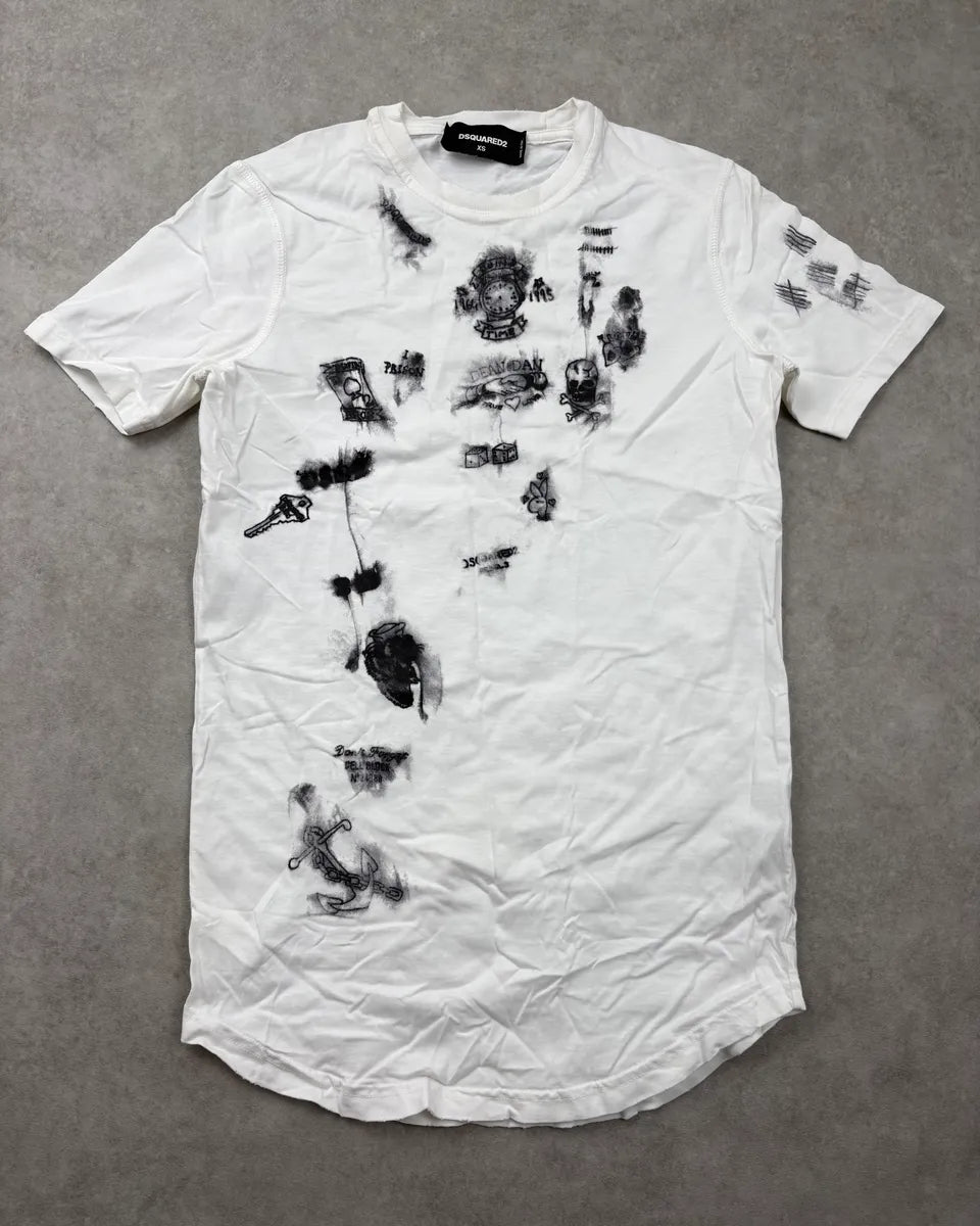 FW2014 Dsquared2 White Objects Graphic Print T-Shirt fjDzjAl 0