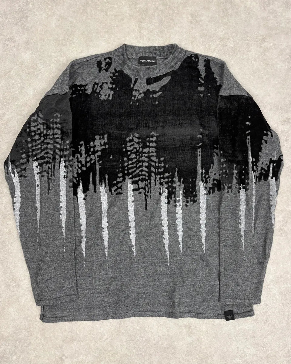 FW2014 Emporio Armani Abstract Skyscrapers Grey Sweater aAjniKo 0