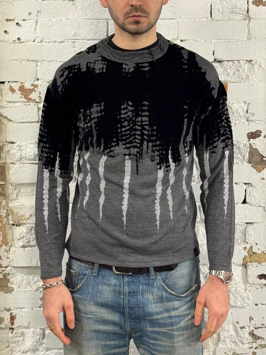 FW2014 Emporio Armani Abstract Skyscrapers Grey Sweater RMtOOXq 3