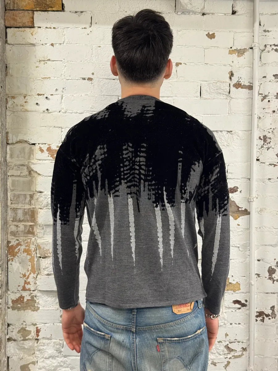 FW2014 Emporio Armani Abstract Skyscrapers Grey Sweater RMtOOXq 4