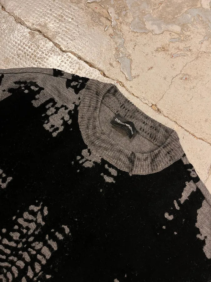 FW2014 Emporio Armani Abstract Skyscrapers Grey Sweater RMtOOXq 5